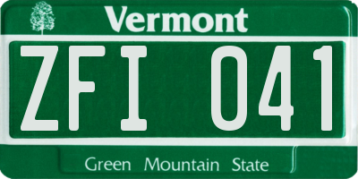 VT license plate ZFI041