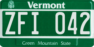 VT license plate ZFI042