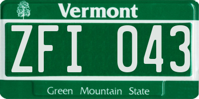 VT license plate ZFI043