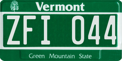 VT license plate ZFI044