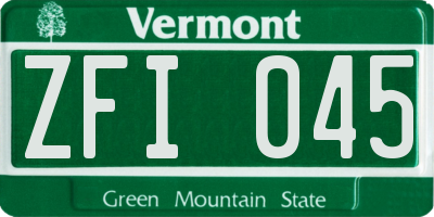 VT license plate ZFI045