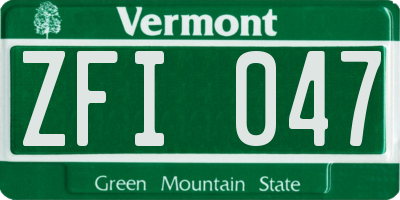 VT license plate ZFI047