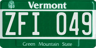 VT license plate ZFI049