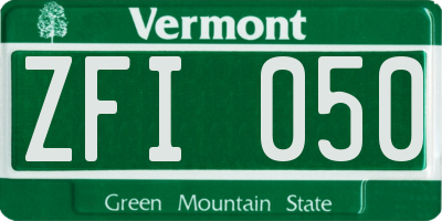 VT license plate ZFI050