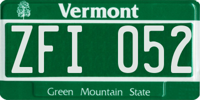 VT license plate ZFI052
