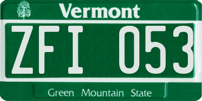 VT license plate ZFI053