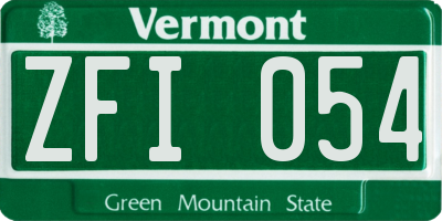 VT license plate ZFI054