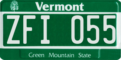 VT license plate ZFI055