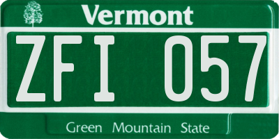 VT license plate ZFI057