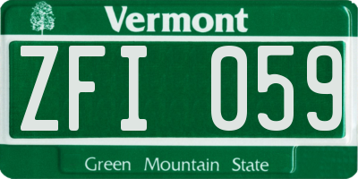 VT license plate ZFI059