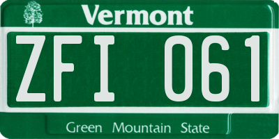 VT license plate ZFI061