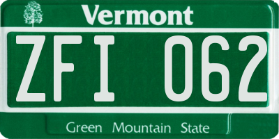VT license plate ZFI062