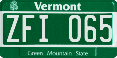 VT license plate ZFI065