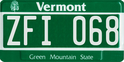 VT license plate ZFI068