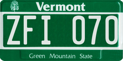 VT license plate ZFI070
