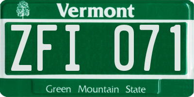 VT license plate ZFI071