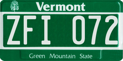 VT license plate ZFI072