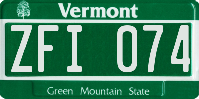 VT license plate ZFI074