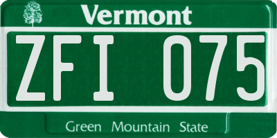 VT license plate ZFI075