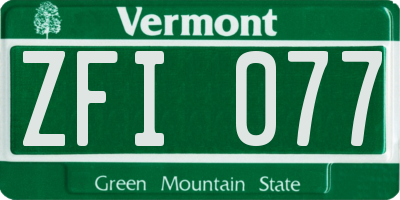 VT license plate ZFI077