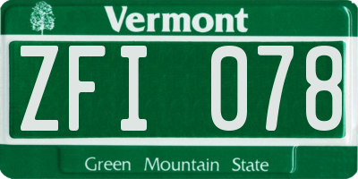 VT license plate ZFI078