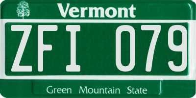 VT license plate ZFI079