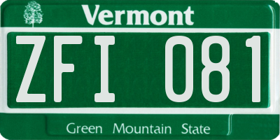 VT license plate ZFI081