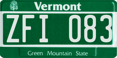 VT license plate ZFI083