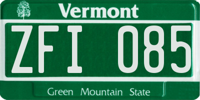 VT license plate ZFI085
