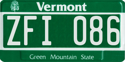 VT license plate ZFI086