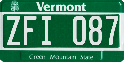 VT license plate ZFI087