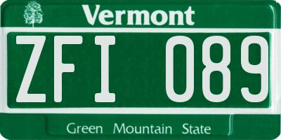 VT license plate ZFI089