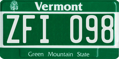 VT license plate ZFI098