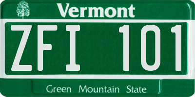 VT license plate ZFI101