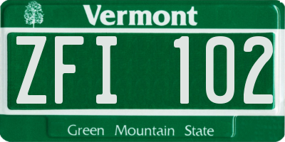 VT license plate ZFI102