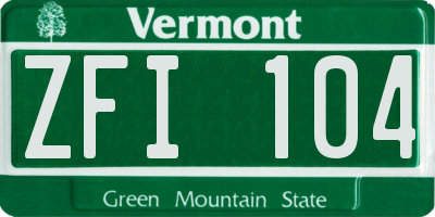 VT license plate ZFI104