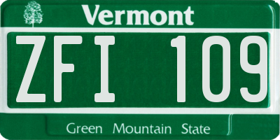 VT license plate ZFI109