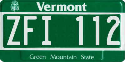 VT license plate ZFI112