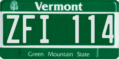VT license plate ZFI114