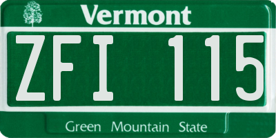 VT license plate ZFI115
