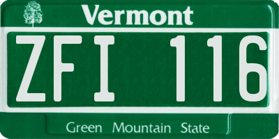 VT license plate ZFI116