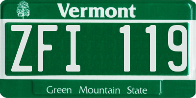 VT license plate ZFI119