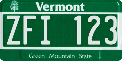 VT license plate ZFI123