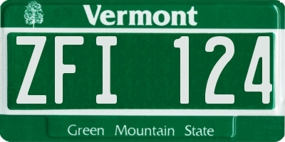 VT license plate ZFI124