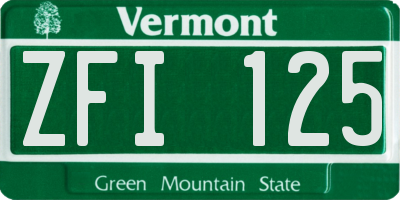 VT license plate ZFI125