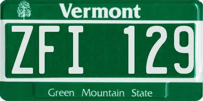 VT license plate ZFI129