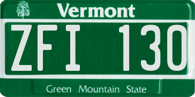 VT license plate ZFI130