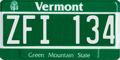 VT license plate ZFI134