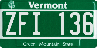 VT license plate ZFI136