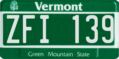 VT license plate ZFI139